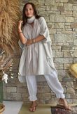 Tasha Cushion Cotton Oversized Shirt Tunic Stone